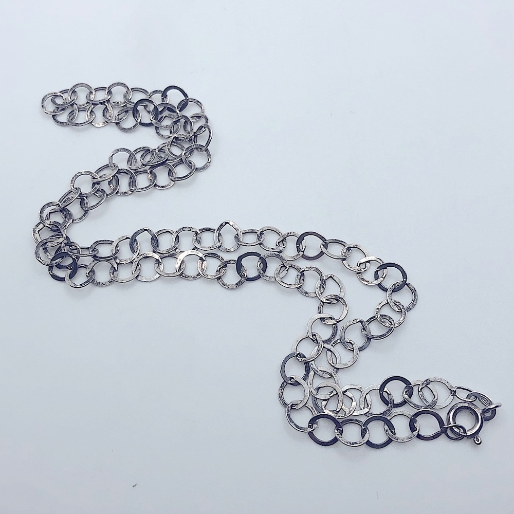 Vtg Sterling Silver Circular Circle Link Chain 17” / 5mm